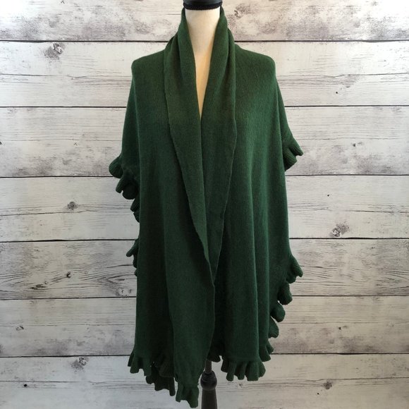 Unbranded Accessories - Italian Lambswool Ruffle Trim Wrap Scarf 84" x 23"